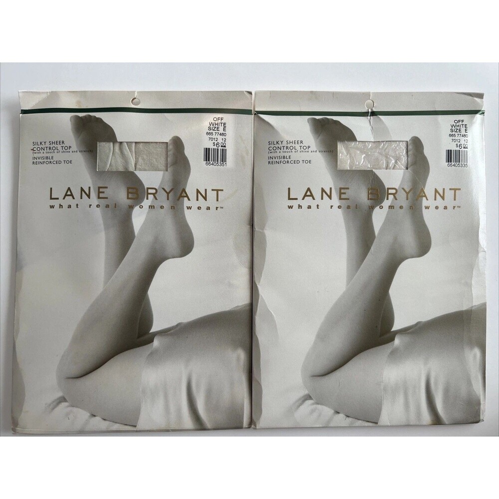 2 Pair Lane Bryant Silky Sheer Control Top Pantyhose In Off White Plus Size E